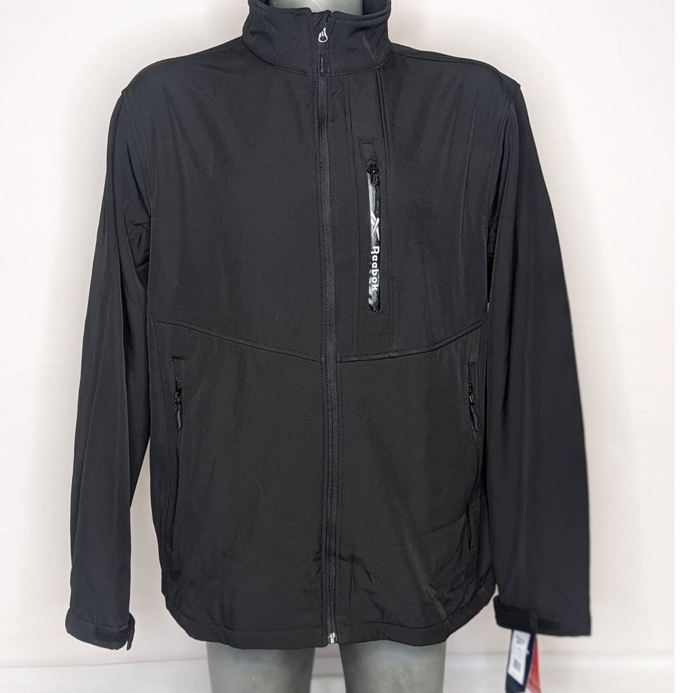 Reebok Mens Fleece Lined Outerwear Softshell 3 Outer Zip Pockets Jacket Coat 2XL